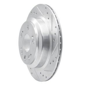 Acura RL Brake Rotor (1) - Rear Right - R1 Concepts - Drilled & Slotted - Silver - `05-`12